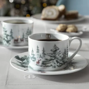 Set ceașcă de ceai și farfurie SNOWY